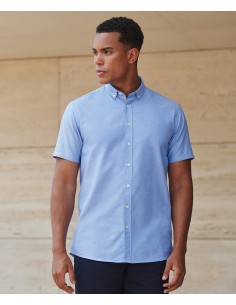 H-H517-Chemise Oxford moderne à manches courtes 2